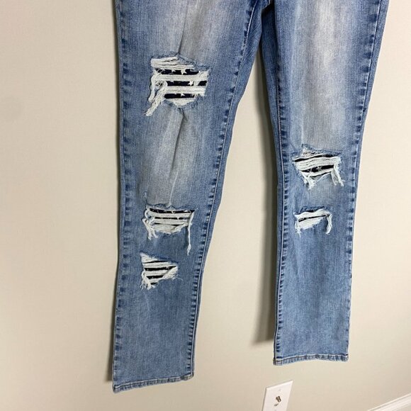 Morrison Denim Distressed Boot Cut Jeans Stargazer Rock Star Blue Womens 26 - Picture 3 of 7